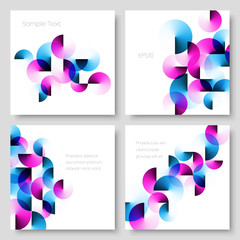 Wall Mural - Set of Geometric Colorful Square Templates with Magenta and Blue Angle Gradient Circles. EPS 10 Vector.