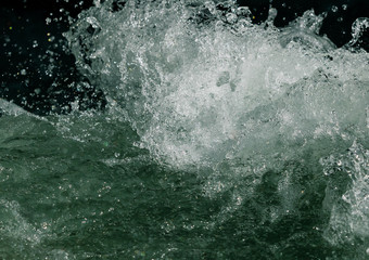 Splashes of water from the waves in the sea