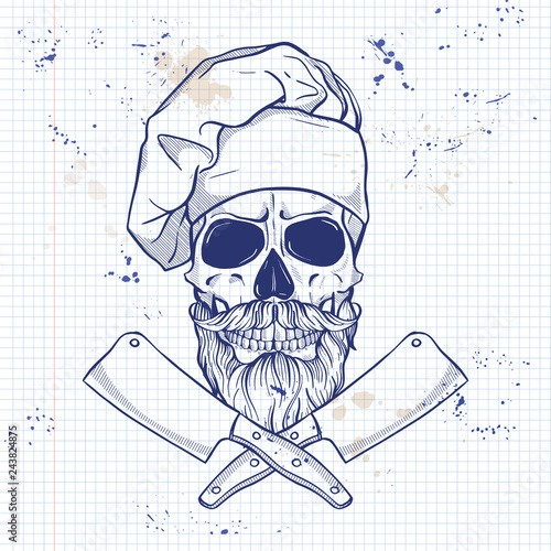 Fotomural Hand drawn sketch, color skull