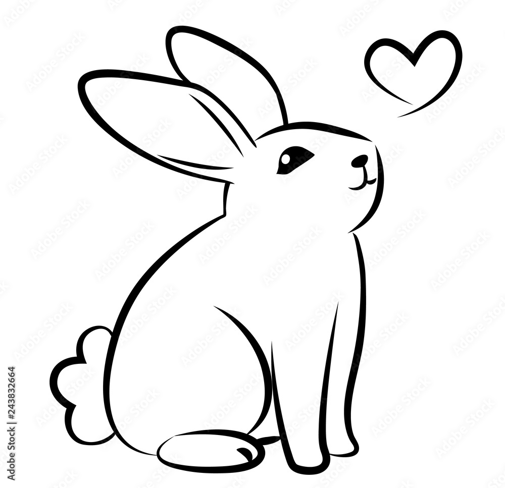 rabbit line sit Stock Vector | Adobe Stock