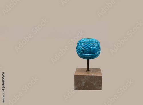 Photo Ancient Egyptian decorative bright blue knob