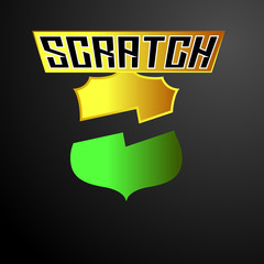 Sticker - scratch logo icon with shield symbol