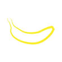 Great Design Of A Yellow Banana Silhouette On A White Background