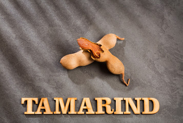 Sticker - Tamarind tropical fruit - Tamarindus indica. Top view