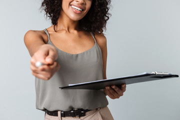 Sticker - Cropped image of a happy young african woman