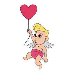 Poster - Cupid with heart balloon