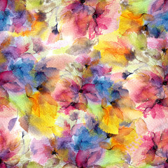 Floral seamless pattern. Watercolor floral background. Watercolor flowers. Colorful painting flowers.