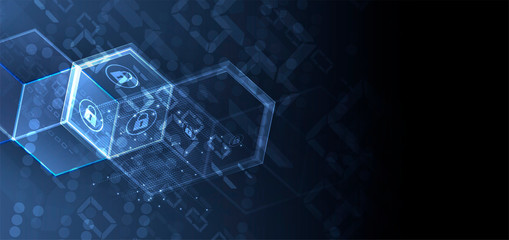 cybersecurity and information or network protection. future technology web services for business and