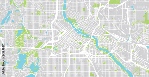 Cuadros en Lienzo Urban vector city map of Minneapolis, Minnesota, United States of America