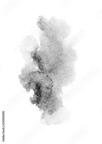 Black Watercolor Splash Isolated On White Background For Text