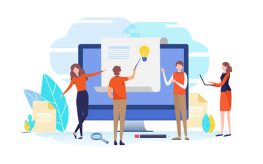 Data analysis. Business assistance. People vector illustration. Flat cartoon character graphic design. Landing page template,banner,flyer,poster,web page