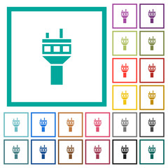 Sticker - Air control tower flat color icons with quadrant frames