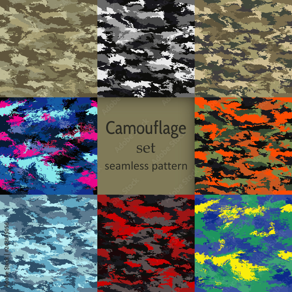 camouflage seamless set Stock Vector | Adobe Stock
