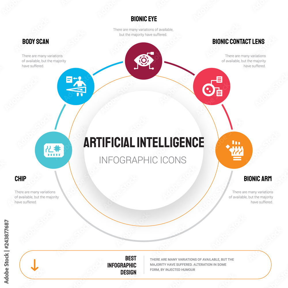 Abstract infographics of artificial intelligence template. Chip, Body ...