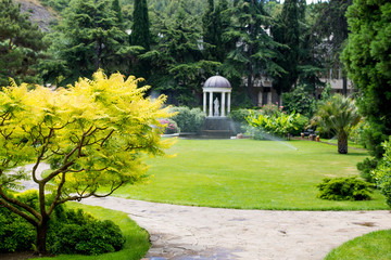 beautiful park with sculpture