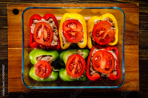 Fototapeta na szkło Stuffed pepper with meat