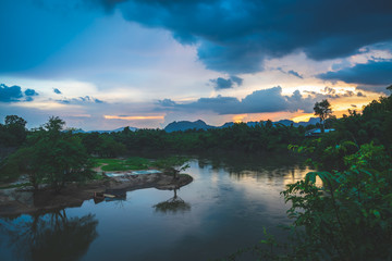  blue sky river lake mountain wildlife Kanchanaburi Thailand