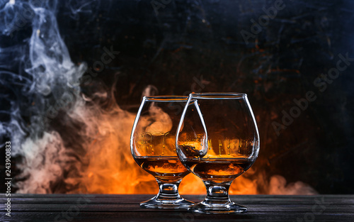 Fotografía luxurious and expensive French brandy in a glass