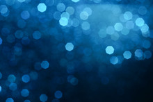 Blue And White Glitter Abstract Bokeh Background Christmas	