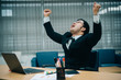 © reewungjunerr - Asian businessman happy from business,Successful from big project,Thailand people