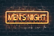 © NatasaAdzic - Men`s night neon sign on dark brick wall background