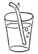 Drink in a glass with a straw, vector illustration