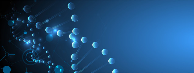 Science template, wallpaper or banner with a DNA molecules. Vector illustration.