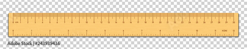 Fotografía Realistic wooden tape ruler isolated on transparent background