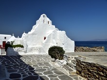 Sunlight On A White Church Of Mykonos