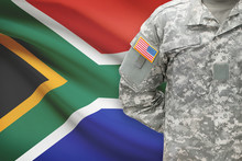 American Soldier With Flag On Background - South Africa