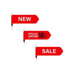 Wall Mural - new tag and special sale label. red banner and badges design.