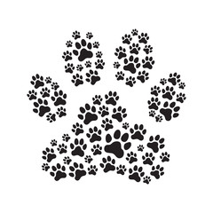 Wall Mural - Paw print filled with paw prints.