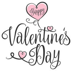 Wall Mural - Happy Valentines Day typography with handwritten calligraphy text