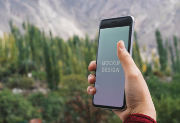 Canvas Print - Mobile phone mockup design by the Himalaya mountains