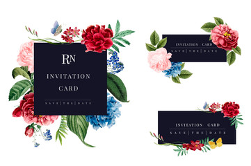 set of floral frame illustrations