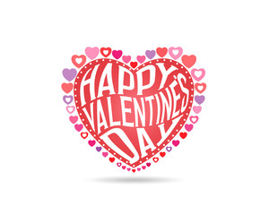 Wall Mural - greeting card. happy valentines day text in heart background