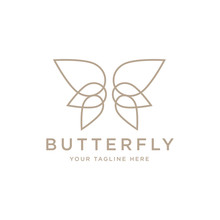Butterfly Logo. Beautiful Decorative Butterfly From Intertwined Lines. Logo For Cosmetics, Lingerie, Jewelry Store. - Vector 