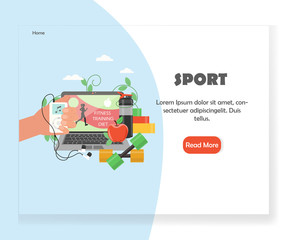 Vector sport website landing page design template