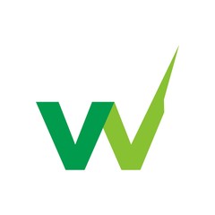 Wall Mural - letter W with check mark swoosh. vector logo.