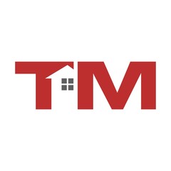 Wall Mural - letter t and m with home symbol. vector logo.