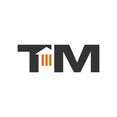 Canvas Print - letter t and m with home symbol. vector logo.
