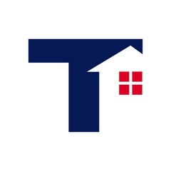 Canvas Print - letter t with home symbol. vector logo.