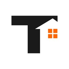 Canvas Print - letter t with home symbol. vector logo.