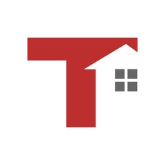 Canvas Print - letter t with home symbol. vector logo.