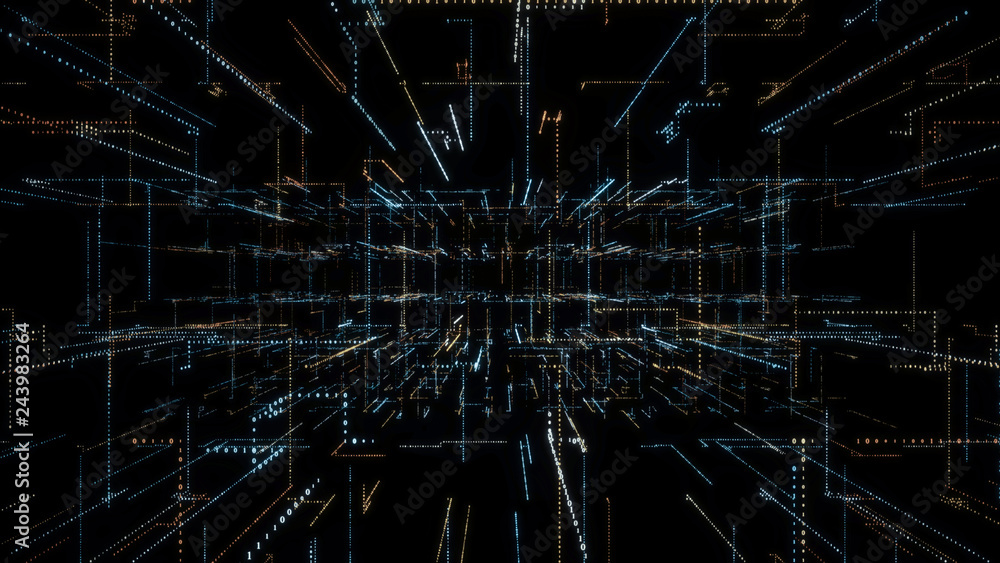 3D Smart digital binary code with futuristic smart technology ...