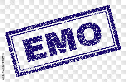 Fotografía EMO stamp seal imprint with scratched style and double framed rectangle shape