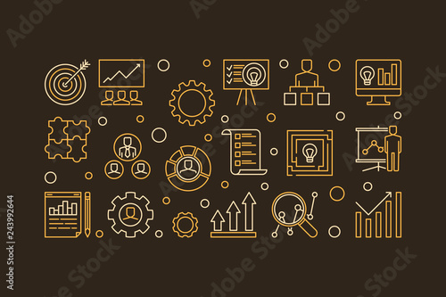 Fotografía Strategic Planning Process vector concept horizontal outline illustration or ban