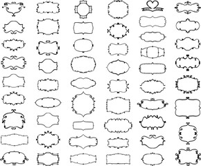 Wall Mural - simple doodle frames set, hand drawn line illustration