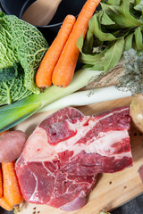 Wall Mural - meat and vegetables for preparation of french pot au feu