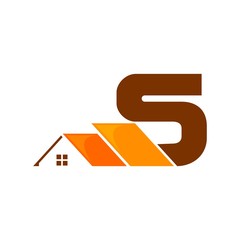 Wall Mural - letter s home roof vector logo.
